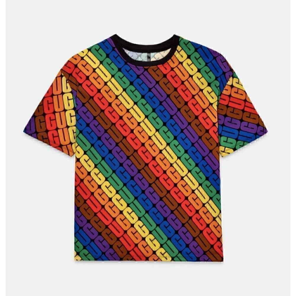 UGG UNISEX Logo U Toni Pride Rainbow Oversized Tee‎ for Everyone Colorful Casual